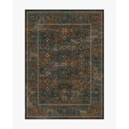 Ophelia Navy & Redwood Flatwoven Rug - 150 x 215 cm - Rug + Pad System