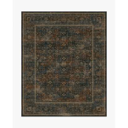 Ophelia Navy & Redwood Flatwoven Rug - 245 x 305 cm - Rug + Pad System