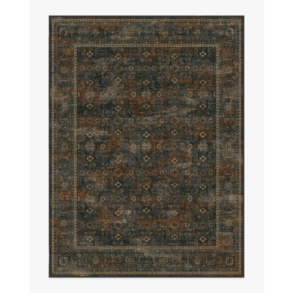 Ophelia Navy & Redwood Flatwoven Rug - 275 x 365 cm - Rug + Pad System
