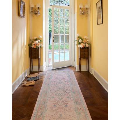 Fit For A Queen Soft Rose Flatwoven Rug by Bridgerton - 150 x 215 cm - Rug + Pad System