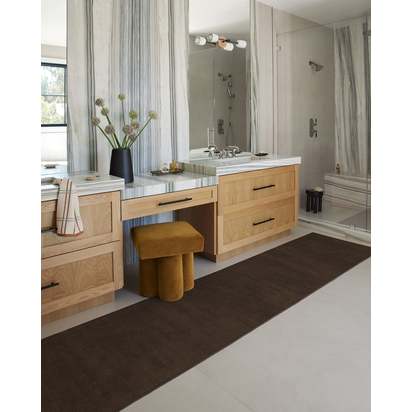 Nico Solid Dark Wood Flatwoven Rug - 245 x 305 cm - Rug + Pad System