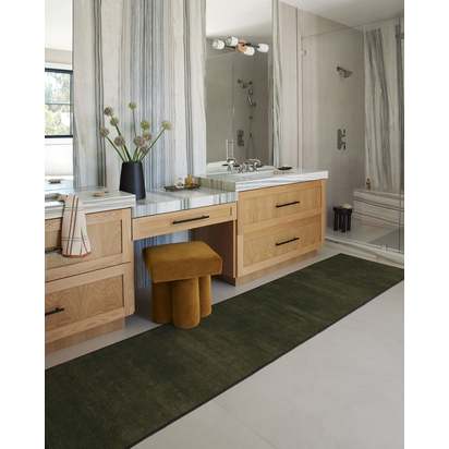 Nico Solid Olive Flatwoven Rug - 305 x 425 cm - Rug + Pad System