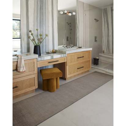 Aura Ombre Solid Ash Grey Flatwoven Rug - 75 x 365 cm - Rug + Pad System