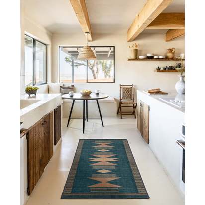 Lark Blue & Rose Flatwoven Rug - 150 x 215 cm - Rug + Pad System