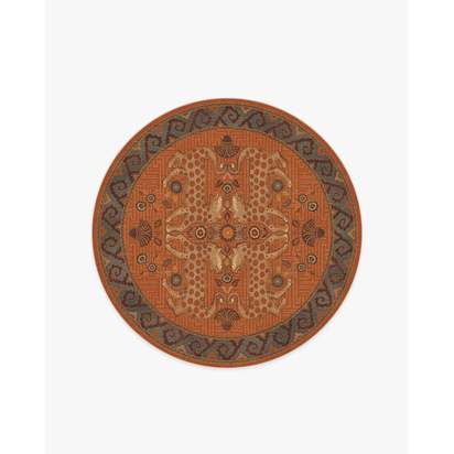 Eartha Terracotta Flatwoven Rug by Jungalow - 185 Round cm - Rug + Pad System
