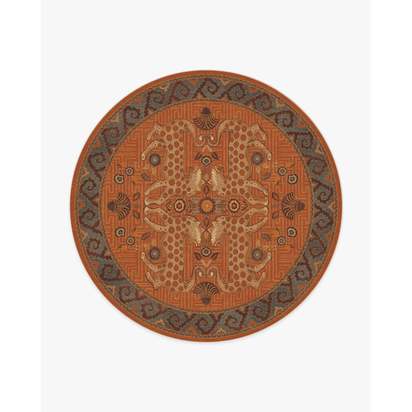 Eartha Terracotta Flatwoven Rug by Jungalow - 245 Round cm - Rug + Pad System