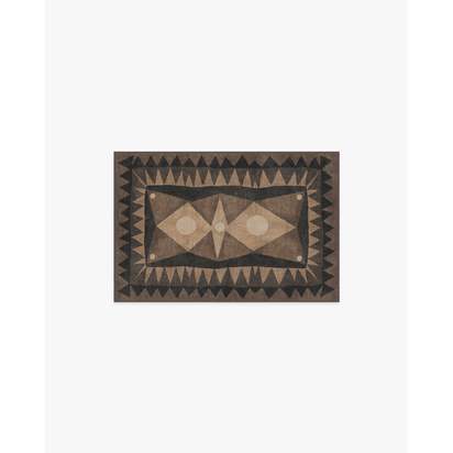 Hilma Charcoal Flatwoven Rug by Jungalow - 60 x 90 cm - Rug + Pad System