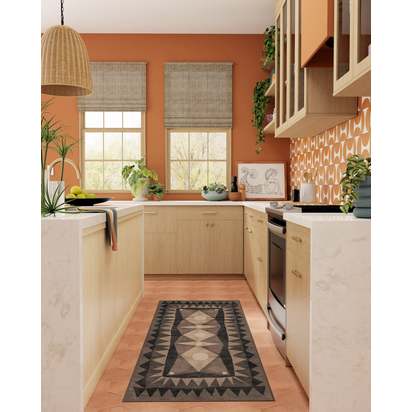 Hilma Charcoal Flatwoven Rug by Jungalow - 275 x 365 cm - Rug + Pad System