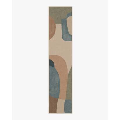 Sonia Sand & Ocean Flatwoven Rug by Jungalow - 75 x 365 cm - Rug + Pad System