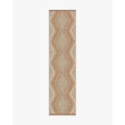 Etta Natural & Terra Flatwoven Rug by Jungalow - 75 x 305 cm - Rug + Pad System