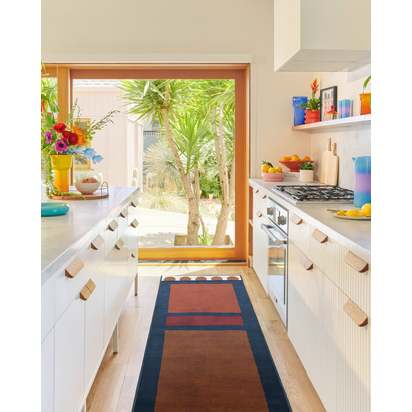 Nina Indigo & Rust Flatwoven Rug by Jungalow - 90 x 150 cm - Rug + Pad System