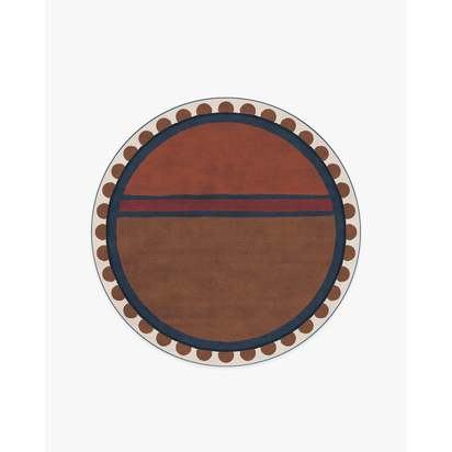 Nina Indigo & Rust Flatwoven Rug by Jungalow - 185 Round cm - Rug + Pad System
