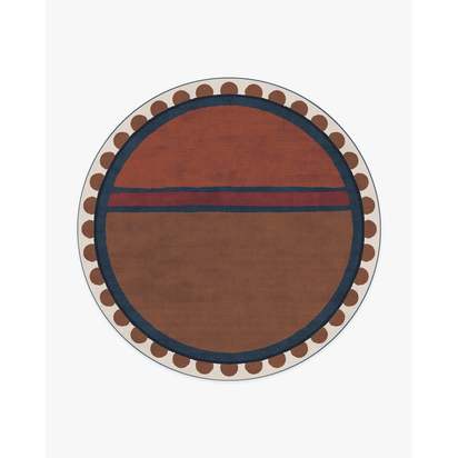 Nina Indigo & Rust Flatwoven Rug by Jungalow - 245 Round cm - Rug + Pad System