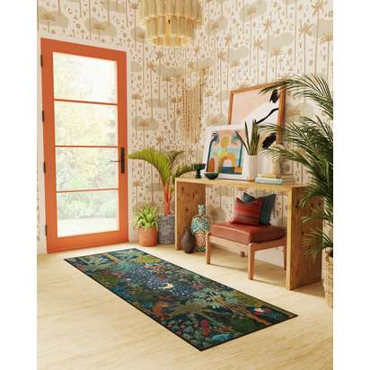 Josephine Midnight Flatwoven Rug by Jungalow - 75 x 215 cm - Rug + Pad System