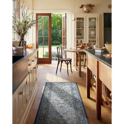Strawberry Thief Indigo & Ivory Flatwoven Rug by Morris & Co. - 275 x 365 cm - Rug + Pad System