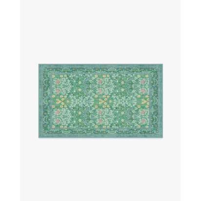 Blackthorn Multicolour Jade Flatwoven Rug by Morris & Co. - 90 x 150 cm - Rug + Pad System