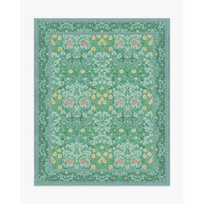 Blackthorn Multicolour Jade Flatwoven Rug by Morris & Co. - 245 x 305 cm - Rug + Pad System