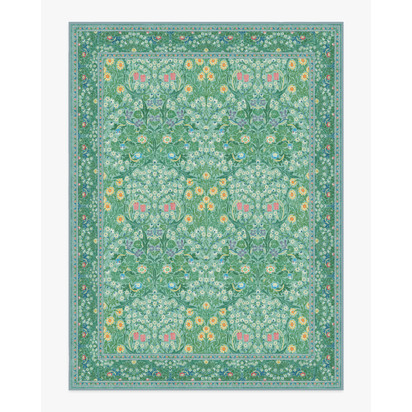 Blackthorn Multicolour Jade Flatwoven Rug by Morris & Co. - 275 x 365 cm - Rug + Pad System