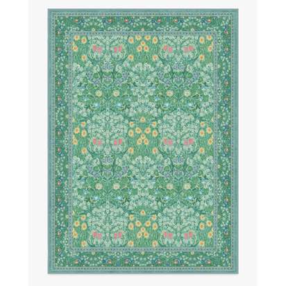 Blackthorn Multicolour Jade Flatwoven Rug by Morris & Co. - 305 x 425 cm - Rug + Pad System