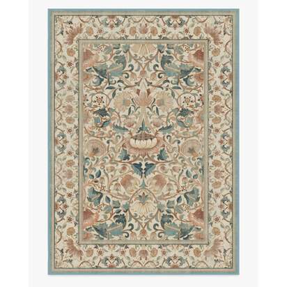Lodden Soft Rose & Teal Flatwoven Rug by Morris & Co. - 305 x 425 cm - Rug + Pad System