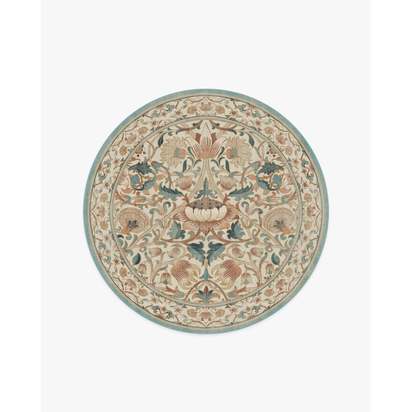 Lodden Soft Rose & Teal Flatwoven Rug by Morris & Co. - 185 Round cm - Rug + Pad System