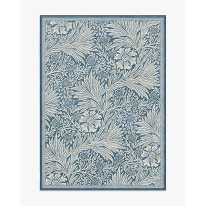 Marigold Blue Flatwoven Rug by Morris & Co. - 150 x 215 cm - Rug + Pad System