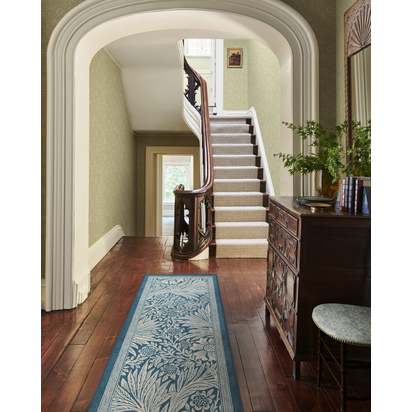 Marigold Blue Flatwoven Rug by Morris & Co. - 245 x 305 cm - Rug + Pad System