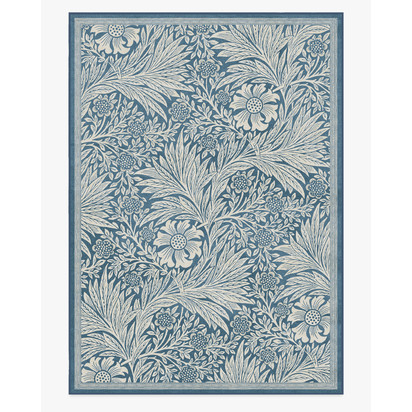 Marigold Blue Flatwoven Rug by Morris & Co. - 305 x 425 cm - Rug + Pad System