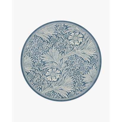 Marigold Blue Flatwoven Rug by Morris & Co. - 245 Round cm - Rug + Pad System