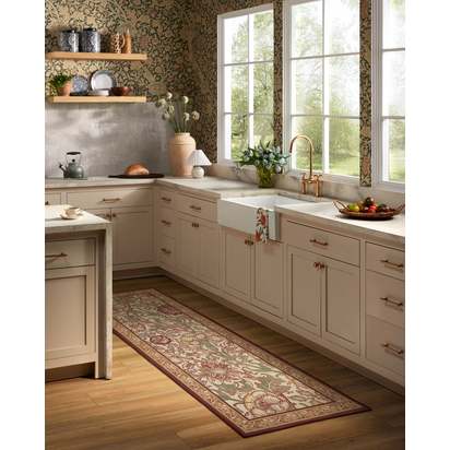 Pink & Rose Burgundy Flatwoven Rug by Morris & Co. - 245 x 305 cm - Rug + Pad System