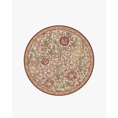 Pink & Rose Burgundy Flatwoven Rug by Morris & Co. - 185 Round cm - Rug + Pad System