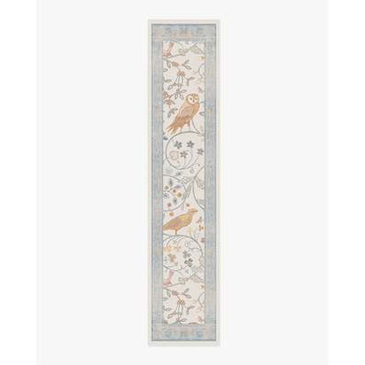 Newill Ivory & Blue Flatwoven Rug by Morris & Co. - 75 x 365 cm - Rug + Pad System