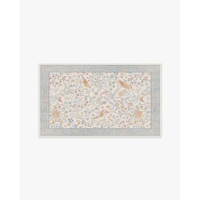 Newill Ivory & Blue Flatwoven Rug by Morris & Co. - 90 x 150 cm - Rug + Pad System