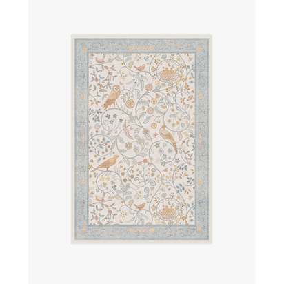 Newill Ivory & Blue Flatwoven Rug by Morris & Co. - 120 x 185 cm - Rug + Pad System