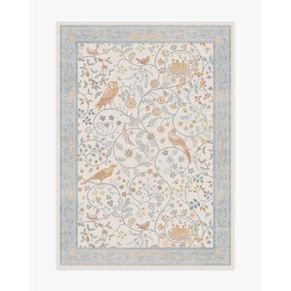 Newill Ivory & Blue Flatwoven Rug by Morris & Co. - 150 x 215 cm - Rug + Pad System
