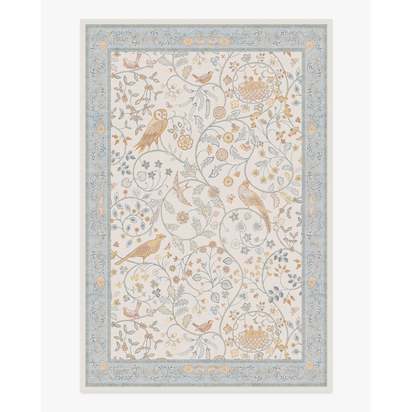 Newill Ivory & Blue Flatwoven Rug by Morris & Co. - 185 x 275 cm - Rug + Pad System