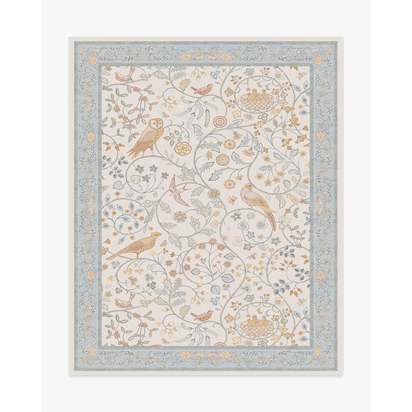 Newill Ivory & Blue Flatwoven Rug by Morris & Co. - 245 x 305 cm - Rug + Pad System