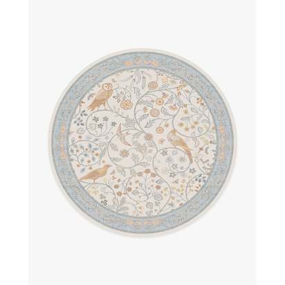 Newill Ivory & Blue Flatwoven Rug by Morris & Co. - 245 Round cm - Rug + Pad System