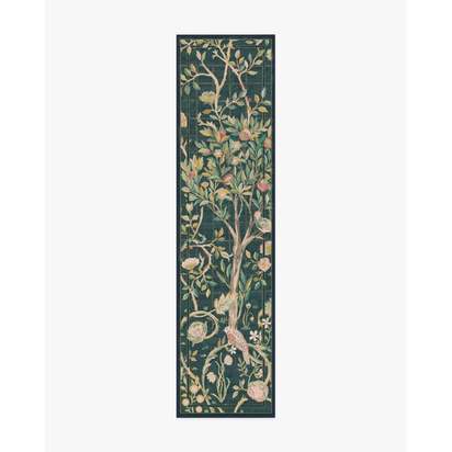 Melsetter Teal Green Flatwoven Rug by Morris & Co. - 75 x 305 cm - Rug + Pad System