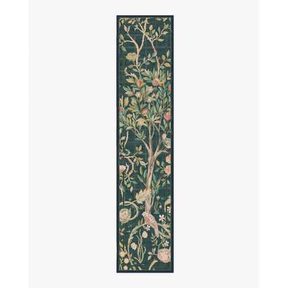 Melsetter Teal Green Flatwoven Rug by Morris & Co. - 75 x 365 cm - Rug + Pad System