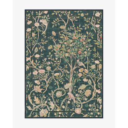 Melsetter Teal Green Flatwoven Rug by Morris & Co. - 150 x 215 cm - Rug + Pad System