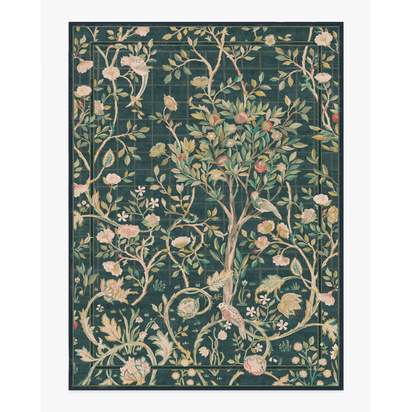 Melsetter Teal Green Flatwoven Rug by Morris & Co. - 275 x 365 cm - Rug + Pad System