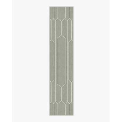 Bryant Sage & Cream Flatwoven Rug by The Hiltons - 75 x 365 cm - Rug + Pad System