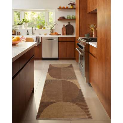 Harlow Copper & Brown Flatwoven Rug - 75 x 215 cm - Rug + Pad System