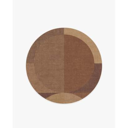 Harlow Copper & Brown Flatwoven Rug - 185 Round cm - Rug + Pad System
