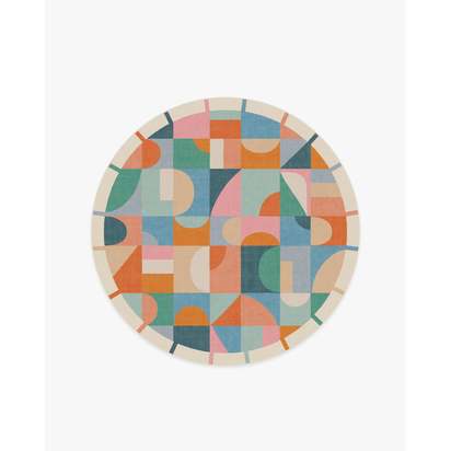 Jennie Multicolour Flatwoven Rug - 185 Round cm - Rug + Pad System