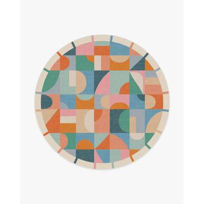 Jennie Multicolour Flatwoven Rug - 245 Round cm - Rug + Pad System