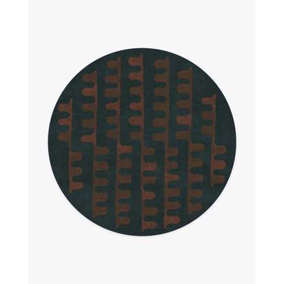 Veza Midnight & Coral Flatwoven Rug - 245 Round cm - Rug + Pad System