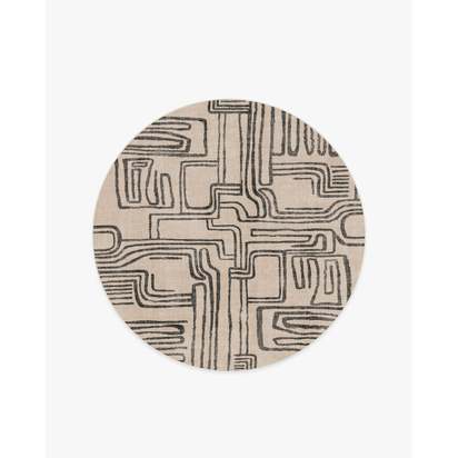 Kassena Black & Ivory Flatwoven Rug by Malene Barnett - 185 Round cm - Rug + Pad System