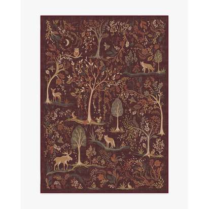 Wilder Burgundy Multicolour Flatwoven Rug - 150 x 215 cm - Rug + Pad System